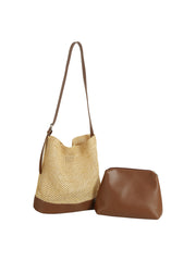Woven Accent Bucket Bag