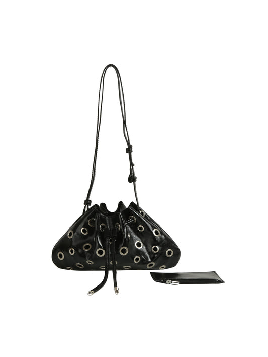 Rivet Grommet Drawstring Shoulder Bag
