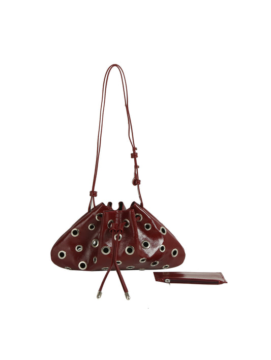 Rivet Grommet Drawstring Shoulder Bag