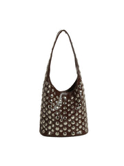 Allover Stud Mini Hobo Shoulder Bag