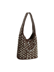 Allover Stud Mini Hobo Shoulder Bag