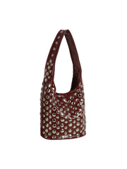 Allover Stud Mini Hobo Shoulder Bag