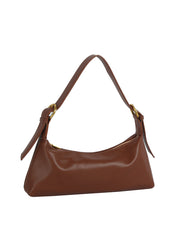brown handbag with a strap on a white background