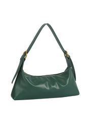 Green handbag with a strap on a white background