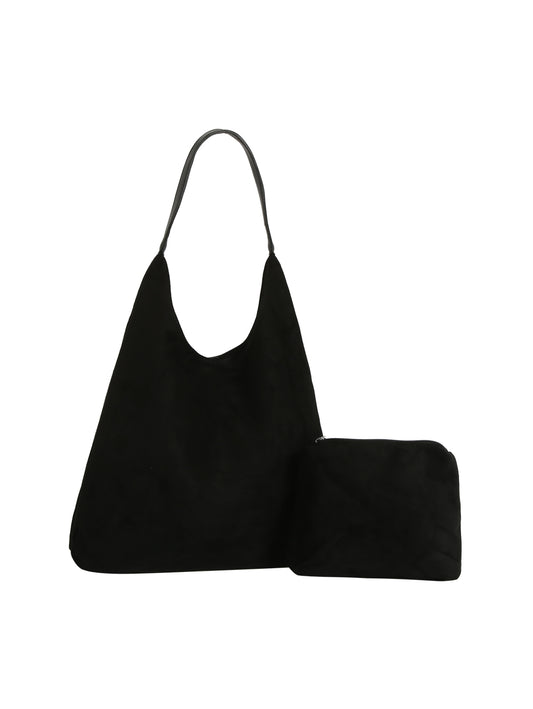 Soft Suede Slouch Hobo Tote with Suede Zip Pouch