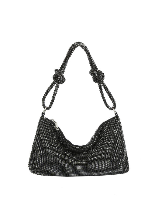Rhinestone Knot Handle Shoulder Bag