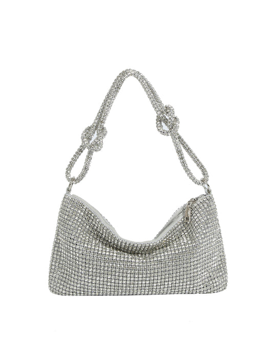 Rhinestone Knot Handle Shoulder Bag