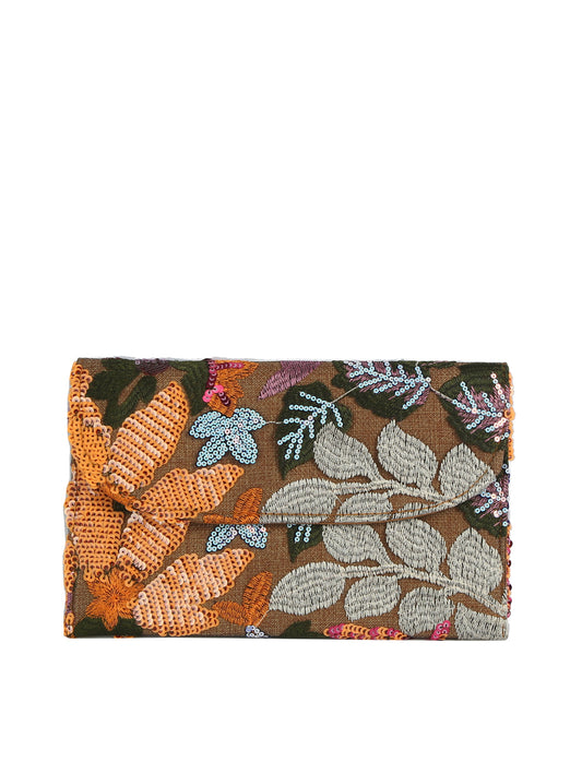 Boho Sequin Floral Embroidered Clutch