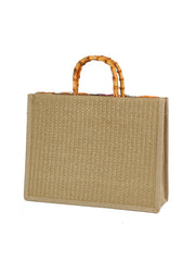 Sequin Floral Bamboo Handle Tote