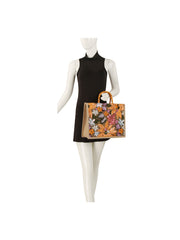 Sequin Floral Bamboo Handle Tote
