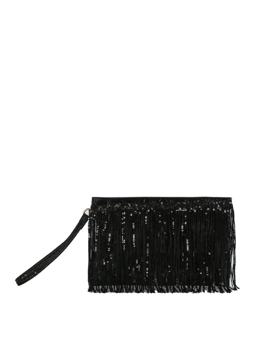 Sequin Fringe Wristlet Clutch