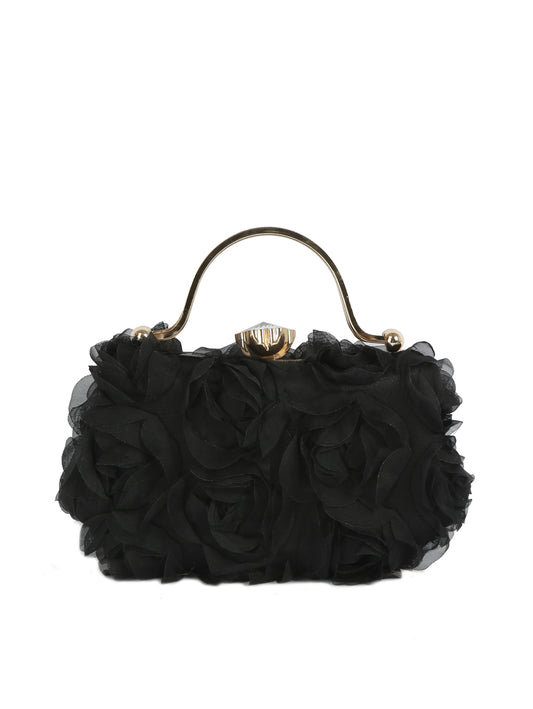 Rosette Satin Handle Clutch