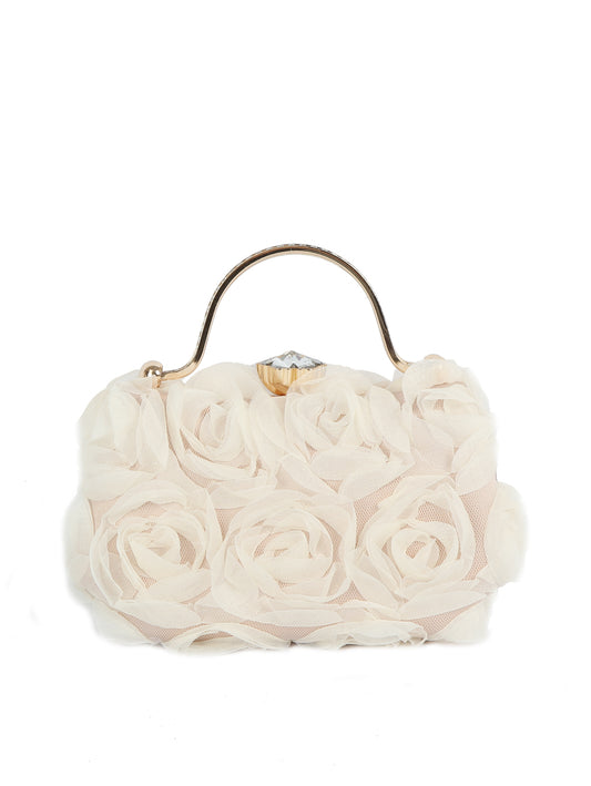 Rosette Satin Handle Clutch