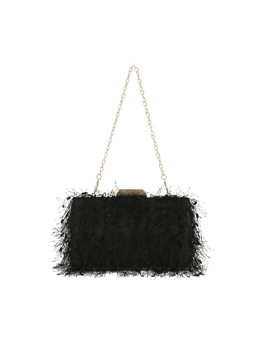 Feather Fringe Box Clutch