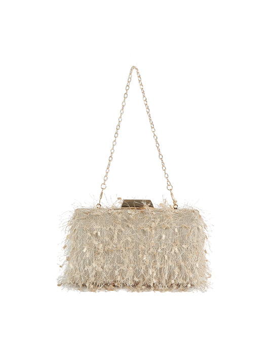 Feather Fringe Box Clutch