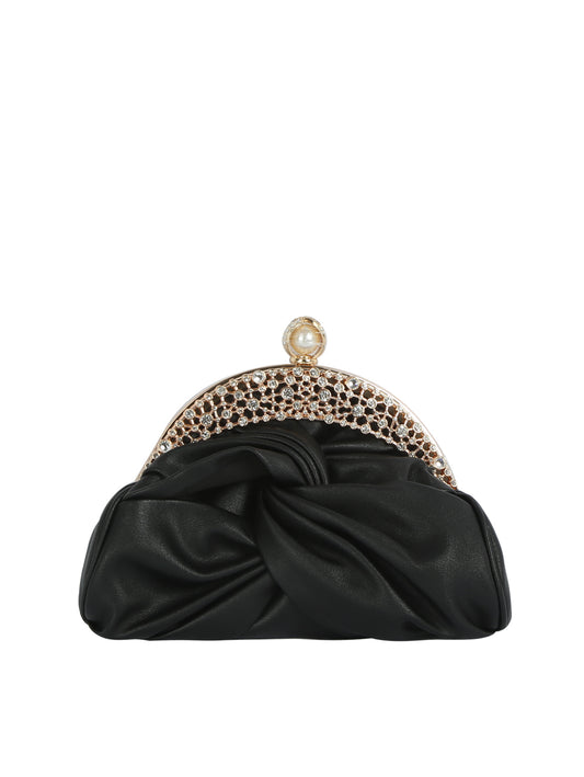 Pearl Kisslock Pleated Clutch