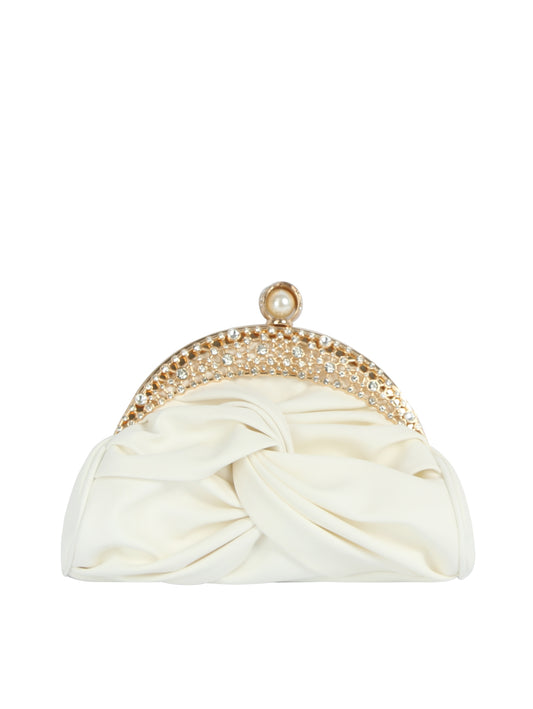 Pearl Kisslock Pleated Clutch