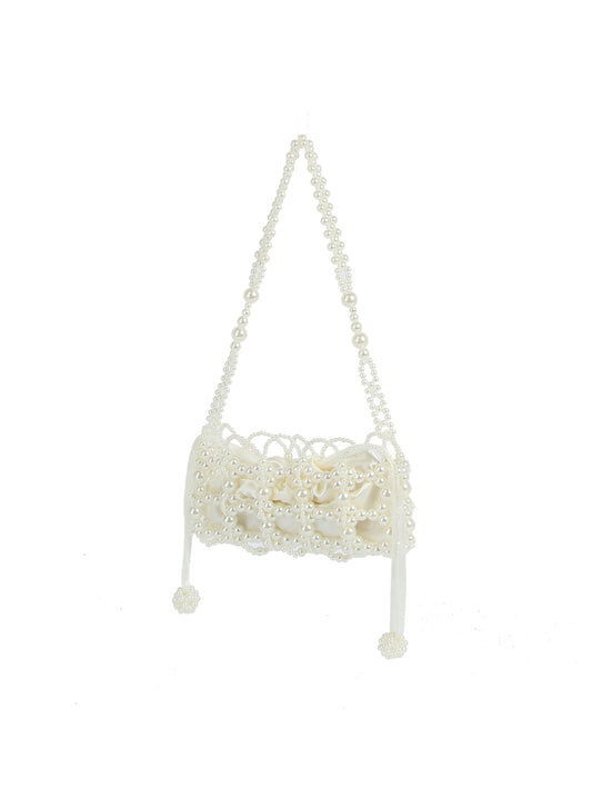 Pearl Beaded Floral Mini Shoulder Bag