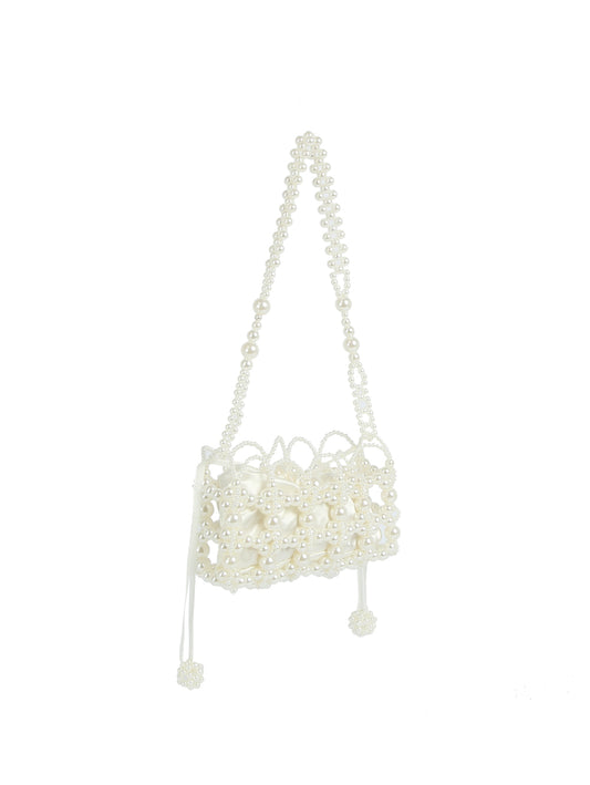 Pearl Beaded Floral Mini Shoulder Bag
