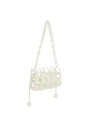 Pearl Beaded Floral Mini Shoulder Bag