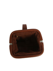 Pebbled Faux Leather Frame Top Handle Bag