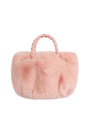 Plush Braided Handle Faux Fur Tote