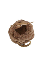 Plush Braided Handle Faux Fur Tote