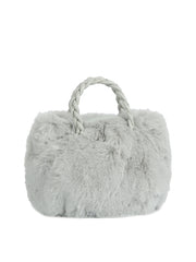 Plush Braided Handle Faux Fur Tote
