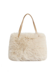 Pearl Accent Faux Fur Tote