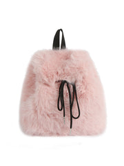 Faux Fur Drawstring Backpack