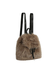 Faux Fur Drawstring Backpack