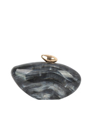 Marbled Stone Acrylic Evening Clutch with Gold Metal Handle