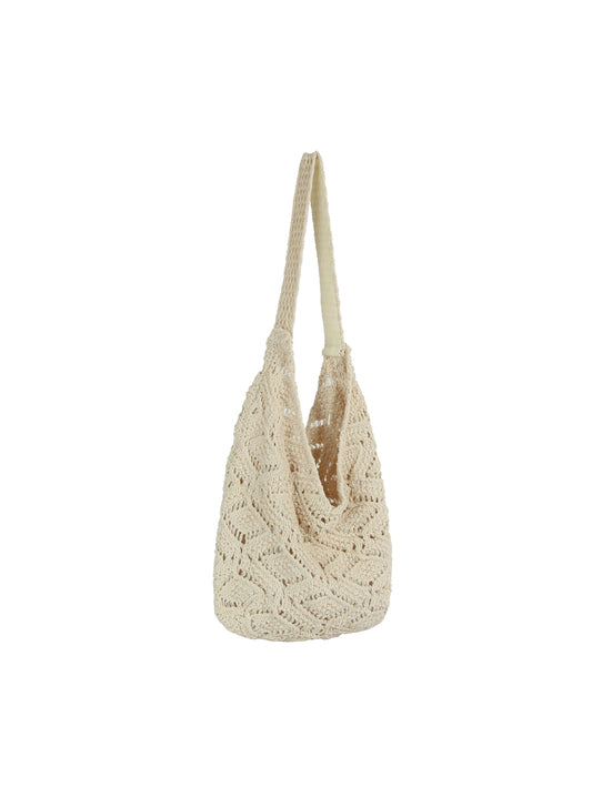 Openwork Crochet Shoulder Tote Bag