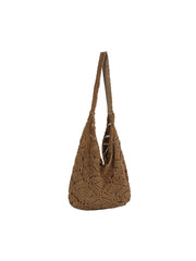 Openwork Crochet Shoulder Tote Bag