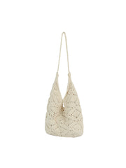 Floral Crochet Shoulder Tote Bag