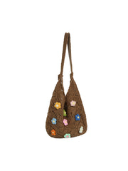 Floral Crochet Shoulder Tote Bag