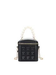 Pearl Handle Patent Box Crossbody Bag