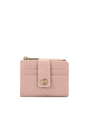 Quilted Snap Tab Card Holder Wallet