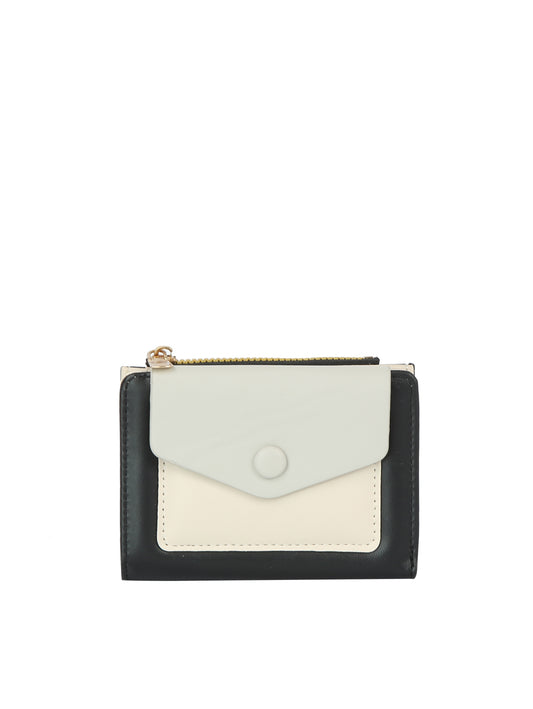 Color Block Snap Wallet with Coin Zip