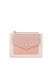 Color Block Snap Wallet with Coin Zip