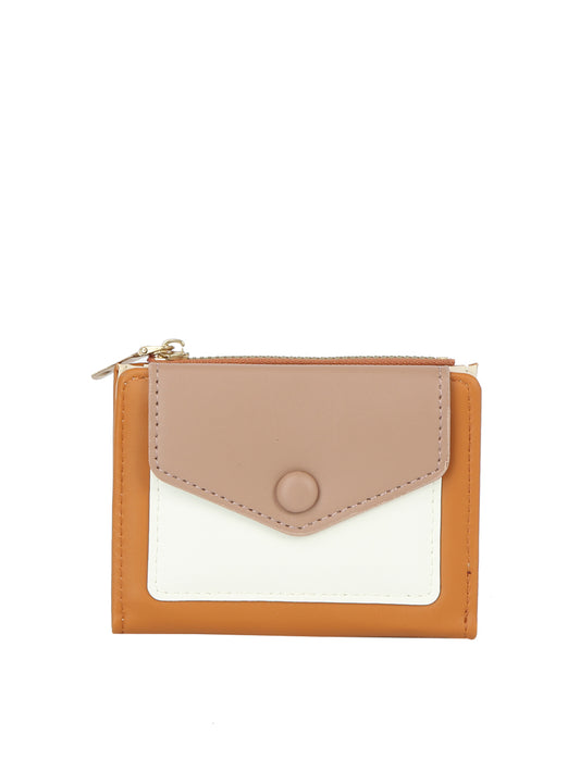 Color Block Snap Wallet with Coin Zip