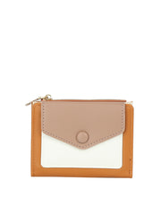 Color Block Snap Wallet with Coin Zip