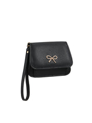 Bow Accent Pebbled Wristlet Wallet