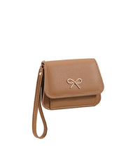 Bow Accent Pebbled Wristlet Wallet