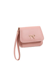 Bow Accent Pebbled Wristlet Wallet