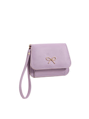 Bow Accent Pebbled Wristlet Wallet