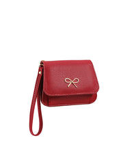 Bow Accent Pebbled Wristlet Wallet