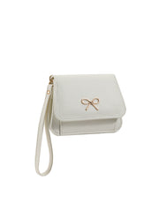 Bow Accent Pebbled Wristlet Wallet
