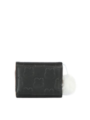 Embossed Bunny Mini Wallet with Pom Charm