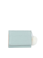 Embossed Bunny Mini Wallet with Pom Charm